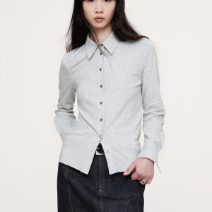 Silky Cotton Long-Sleeve Button-Down Shirt