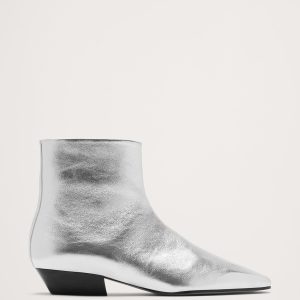 Italian Metallic-Leather Ankle Boot