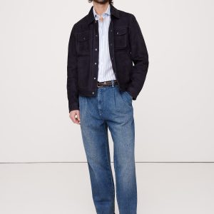 Straight Pleated Cropped Jean