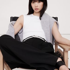 Ribbed Cap-Sleeve T-Shirt