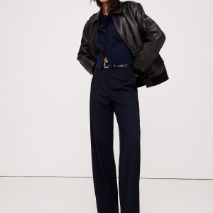 High-Rise Modern Straight Italian Wool Pant