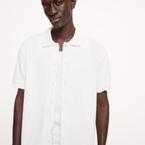 Ribbed Button-Down Knit Shirt