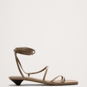 Italian Leather Strappy Kitten-Heel Sandal