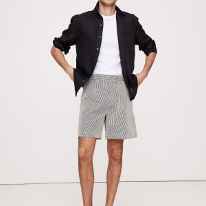 7" Textured Stripe Pleated Short