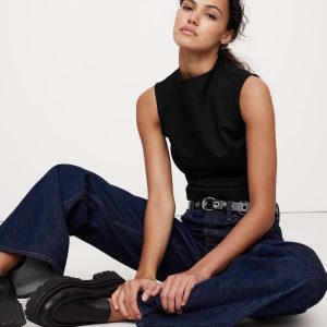 Everywhere Ponte Mock-Neck Top
