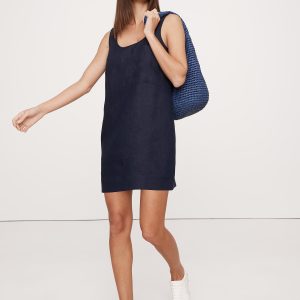 Linen Scoop-Neck Shift Dress