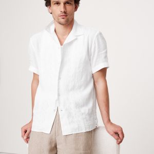 Standard-Fit Embroidered Linen Resort Shirt