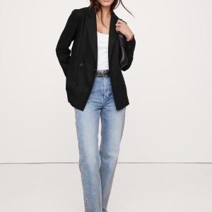 Relaxed Double-Breasted Linen Blazer