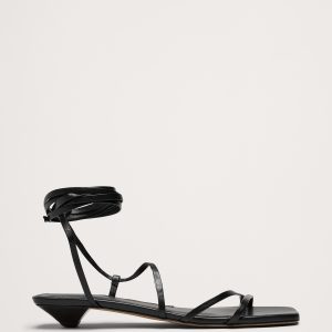 Italian Leather Strappy Kitten-Heel Sandal