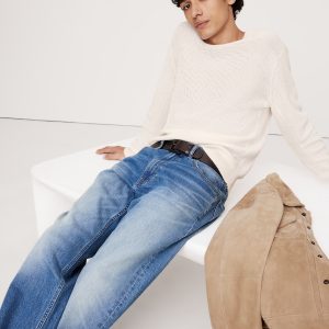 Linen-Cotton Waffle-Knit Sweater