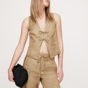 Viscose-Linen Tie Vest