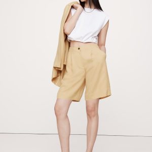 High-Rise Drapey Twill Bermuda Short