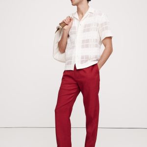 Italian Linen-Cotton Pull-On Pant