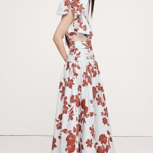 Stretch-Cotton Poplin One-Shoulder Drop-Waist Maxi Dress