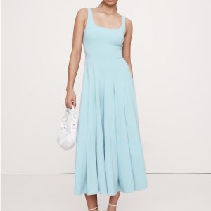Stretch-Sateen Square-Neck Maxi Dress