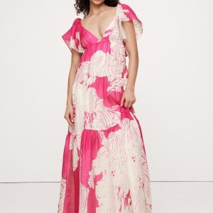 Linen-Silk Tiered Maxi Dress