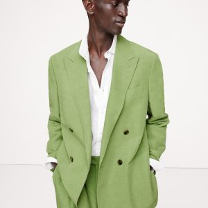 Relaxed Tencel™-Linen Double-Breasted Suit Jacket