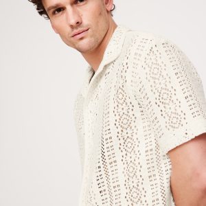 Relaxed-Fit Crochet Resort Shirt