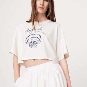 Oversized Vintage Cotton Cropped T-Shirt