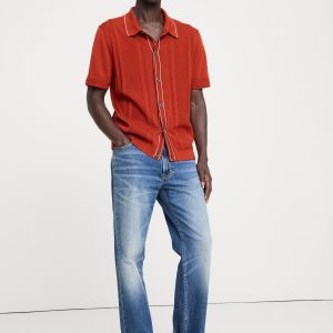 Ribbed-Stripe Cotton Resort Shirt
