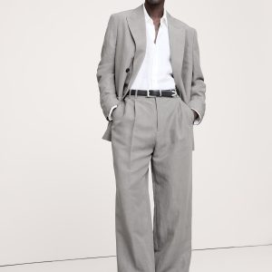 Tencel™-Linen Wide-Leg Suit Pant