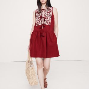 Embroidered Tencel™-Linen Mini Dress