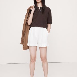 Waffle-Knit Cropped Henley