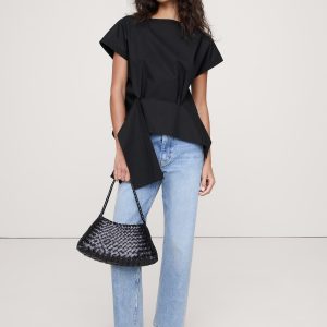 Cotton Poplin Boatneck Asymmetrical Top