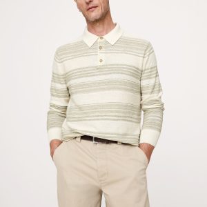 Stripe Cotton-Linen Sweater Polo