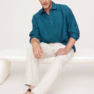 Relaxed-Fit Linen Popover Shirt