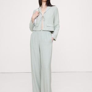 High-Rise Wide-Leg Pull-On Crinkle Pant