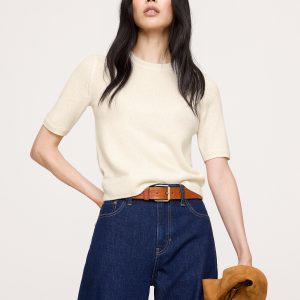 Lightweight Cashmere Short-Sleeve Sweater
