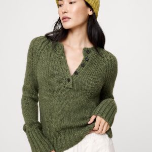 Cotton-Alpaca-Merino Henley Sweater