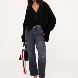 Oversized Merino-Cotton High-Low Cardigan
