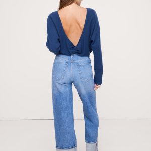 Lightweight Cashmere Twist-Back Sweater