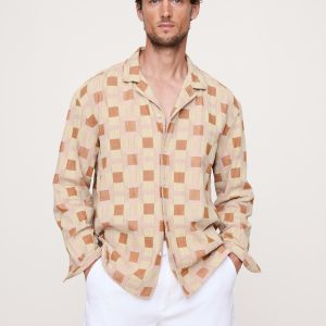Relaxed-Fit Plaid Texture Resort Shirt