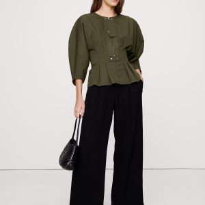 Stretch-Cotton Utility Peplum Top