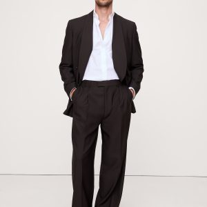 Relaxed Italian Barathea Pleated Tuxedo Pant