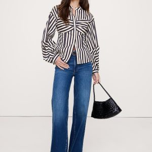 Cotton Poplin Balloon-Sleeve Shirt