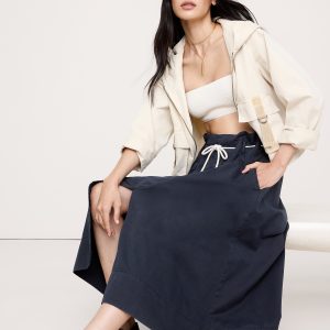 Cotton Poplin Maxi Skirt with Rope Tie