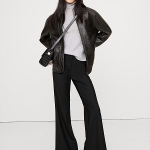 Mid-Rise Flare Stretch Wool-Blend Pant