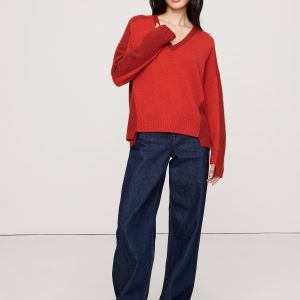 Cashmere Mixed-Stitch V-Neck Sweater