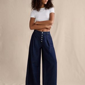 Mid-Rise Loose Pleated Ankle Jean