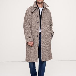 Italian Herringbone Balmacaan Coat
