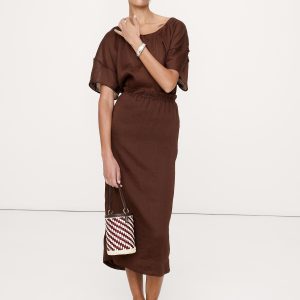 Linen-Viscose Midi Skirt