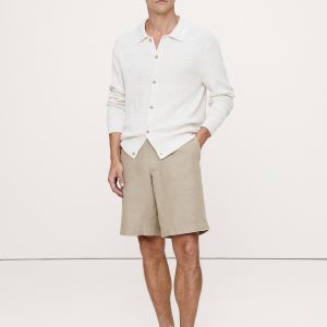 9.5" Linen-Cotton Pull-On Bermuda Short