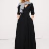 Ponte Puff-Sleeve Maxi Dress