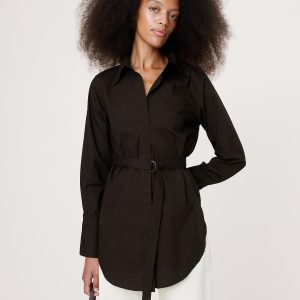 Cotton Poplin Belted Tunic Shirt