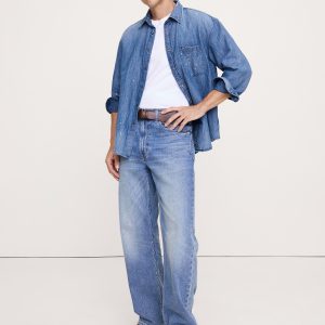 Relaxed-Fit Paint Splatter Cotton-Hemp Chambray Shirt