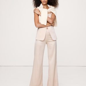 Mid-Rise Kick-Flare Satin Ankle Pant